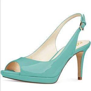 TEAL/TURQUOISE - YDN Women’s Peep Toe Slingback